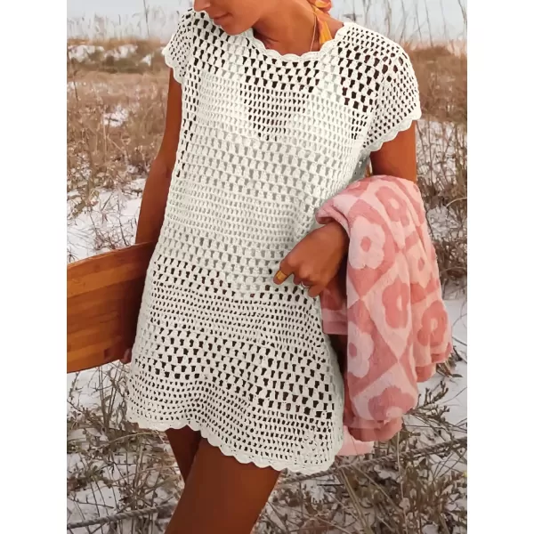 imageANRABESS Women Swimsuit Crochet Swim Cover Up Summer Bathing Suit Swimwear Knit Short Sleeve Pullover Beach DressANRABESS Women Swimsuit Crochet Swim Cover Up Summer Bathing Suit Swimwear Knit Short Sleeve Pullover Beach Dress