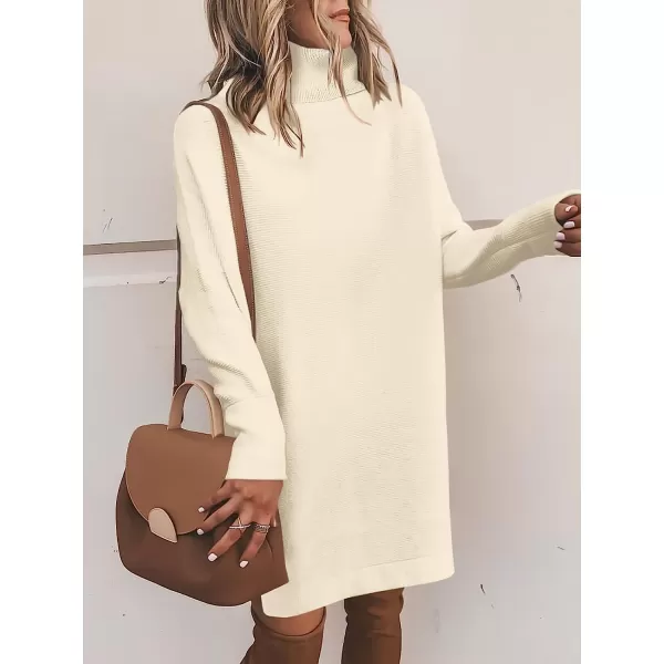 imageANRABESS Women Turtleneck Long Batwing Sleeve Casual Loose Oversized Sweater Dress Knit Fall Winter Pullover DressesApricot