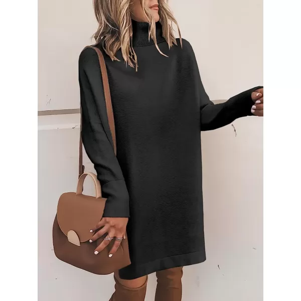 imageANRABESS Women Turtleneck Long Batwing Sleeve Casual Loose Oversized Sweater Dress Knit Fall Winter Pullover DressesBlack