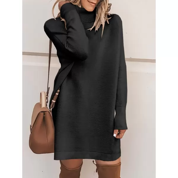 imageANRABESS Women Turtleneck Long Batwing Sleeve Casual Loose Oversized Sweater Dress Knit Fall Winter Pullover DressesBlack