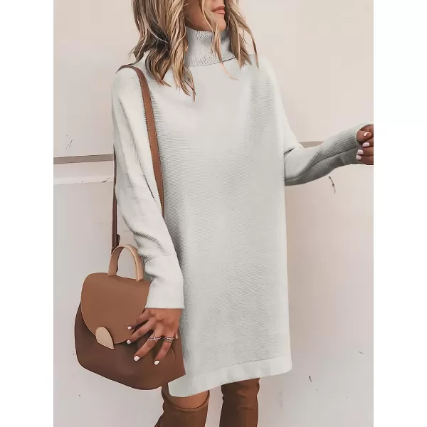 imageANRABESS Women Turtleneck Long Batwing Sleeve Casual Loose Oversized Sweater Dress Knit Fall Winter Pullover DressesGray