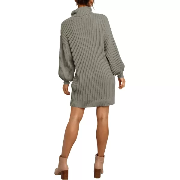 imageANRABESS Women Turtleneck Long Lantern Sleeve Casual Loose Oversized Sweater Dress Soft Winter Pullover DressesCoffee Gray