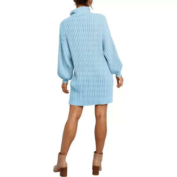 imageANRABESS Women Turtleneck Long Lantern Sleeve Casual Loose Oversized Sweater Dress Soft Winter Pullover DressesLight Blue