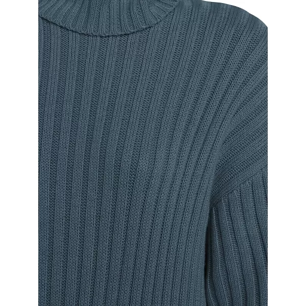 imageANRABESS Women Turtleneck Long Lantern Sleeve Casual Loose Oversized Sweater Dress Soft Winter Pullover DressesNavyblue