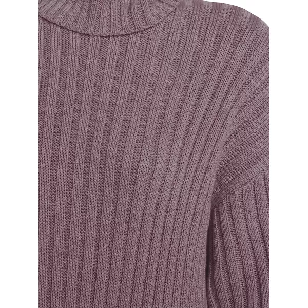 imageANRABESS Women Turtleneck Long Lantern Sleeve Casual Loose Oversized Sweater Dress Soft Winter Pullover DressesPurple