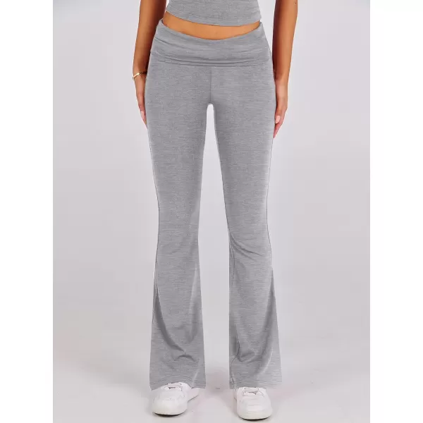 imageANRABESS Womens 2 Piece Lounge Sets Foldover Flare Pants Set Shorts Sleeve Y2K Cropped Top Casual Outfits PajamasGrey