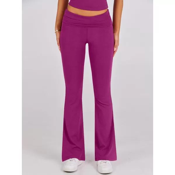 imageANRABESS Womens 2 Piece Lounge Sets Foldover Flare Pants Set Shorts Sleeve Y2K Cropped Top Casual Outfits PajamasHot Pink