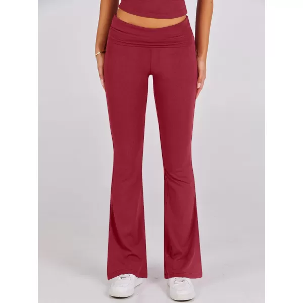 imageANRABESS Womens 2 Piece Lounge Sets Foldover Flare Pants Set Shorts Sleeve Y2K Cropped Top Casual Outfits PajamasRed