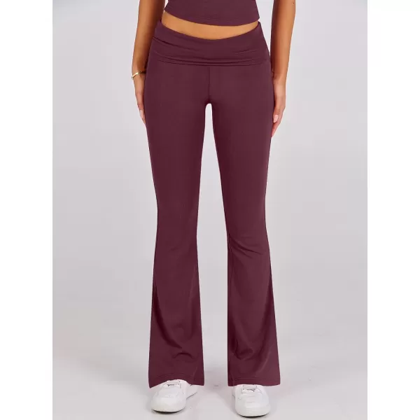 imageANRABESS Womens 2 Piece Lounge Sets Foldover Flare Pants Set Shorts Sleeve Y2K Cropped Top Casual Outfits PajamasWine Red