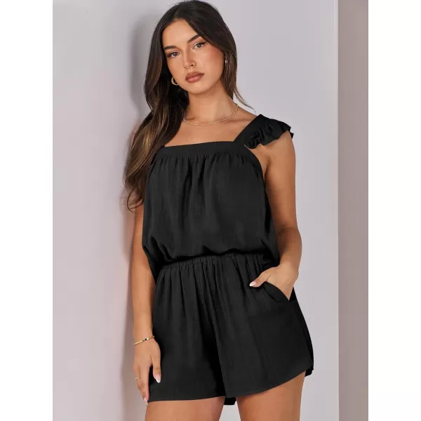 imageANRABESS Womens 2 Piece Outfits Linen Set 2024 Summer Cami Sleeveless Crop Top Shorts Vacation Matching Lounge SetBlack