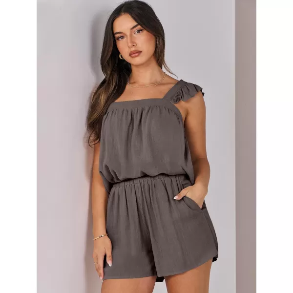 imageANRABESS Womens 2 Piece Outfits Linen Set 2024 Summer Cami Sleeveless Crop Top Shorts Vacation Matching Lounge SetCoffee