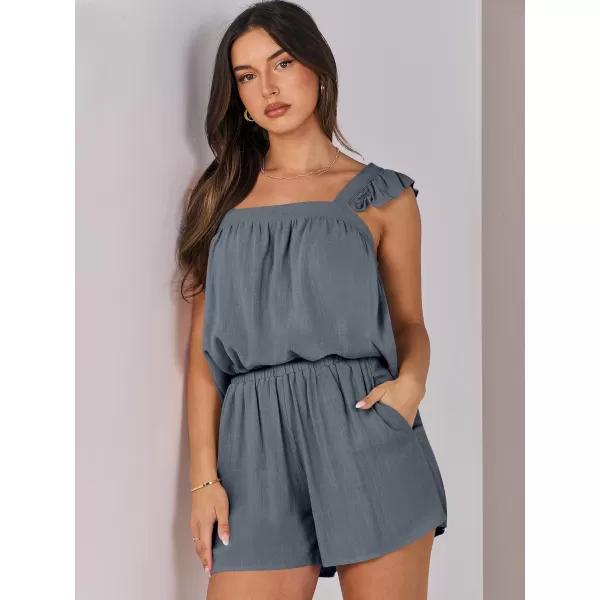 imageANRABESS Womens 2 Piece Outfits Linen Set 2024 Summer Cami Sleeveless Crop Top Shorts Vacation Matching Lounge SetGrey