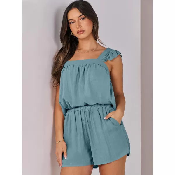 imageANRABESS Womens 2 Piece Outfits Linen Set 2024 Summer Cami Sleeveless Crop Top Shorts Vacation Matching Lounge SetLake