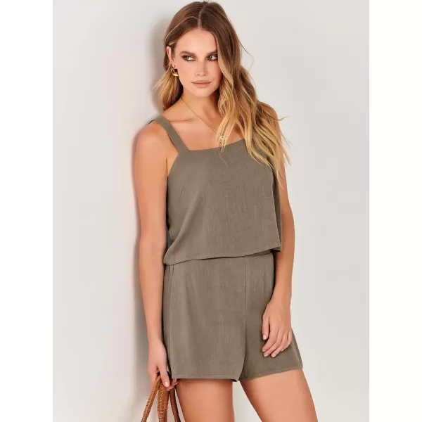 imageANRABESS Womens 2 Piece Outfits Linen Square Neck Crop Short Set Lounge Matching Sets 2024 Summer Trendy ClothesKhaki
