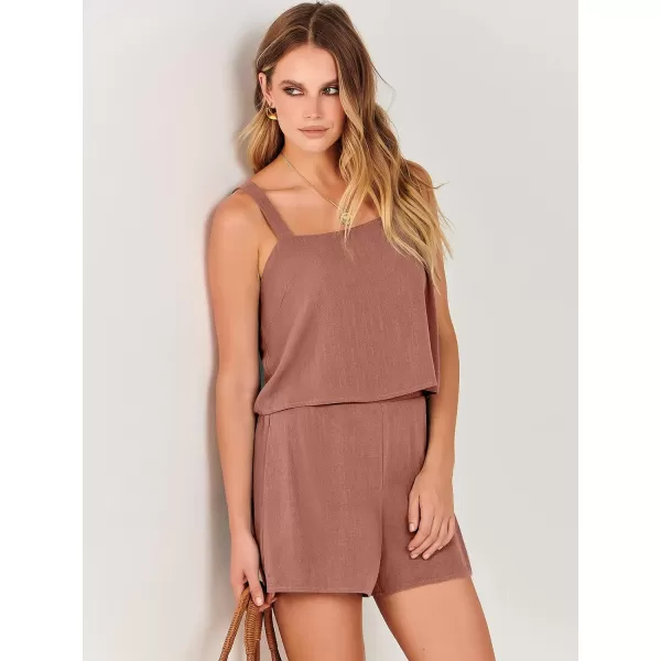 imageANRABESS Womens 2 Piece Outfits Linen Square Neck Crop Short Set Lounge Matching Sets 2024 Summer Trendy ClothesRust