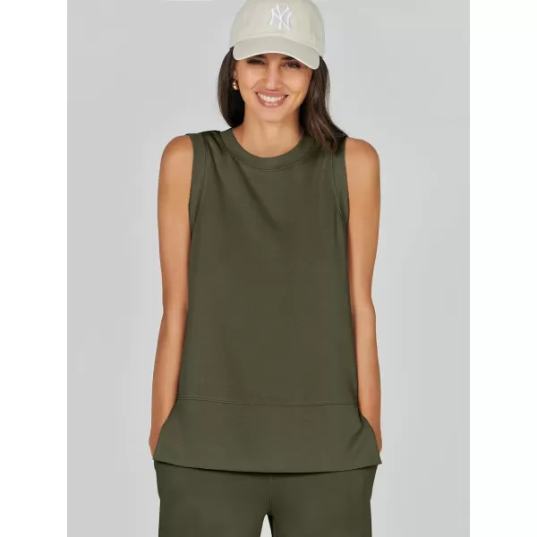 imageANRABESS Womens 2 Piece Outfits Summer Outfits Sleeveless Wide Leg Jumpsuits Casual Lounge SetsArmy Green