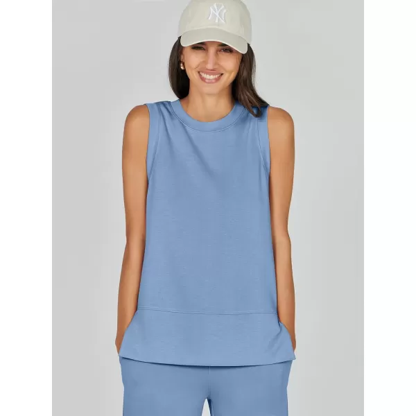 imageANRABESS Womens 2 Piece Outfits Summer Outfits Sleeveless Wide Leg Jumpsuits Casual Lounge SetsBlue