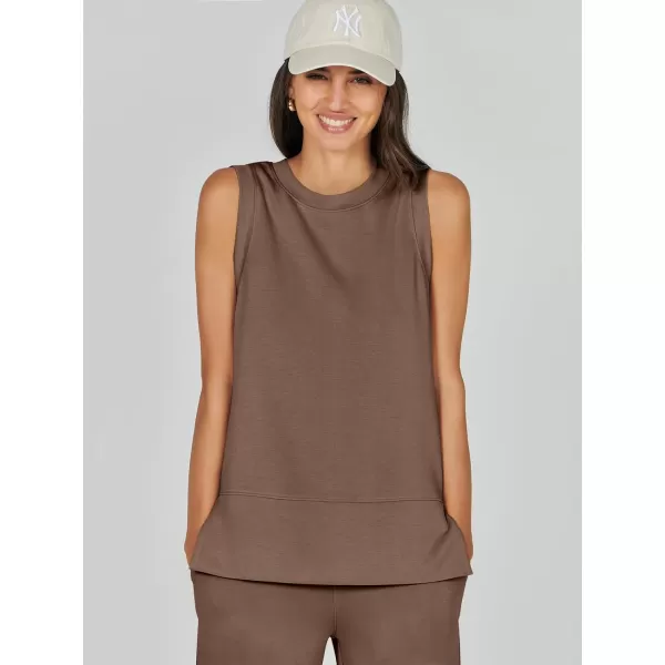 imageANRABESS Womens 2 Piece Outfits Summer Outfits Sleeveless Wide Leg Jumpsuits Casual Lounge SetsBrown