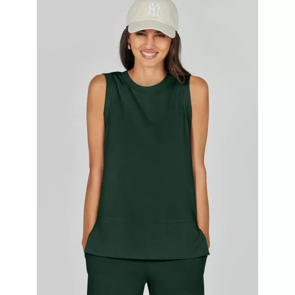 imageANRABESS Womens 2 Piece Outfits Summer Outfits Sleeveless Wide Leg Jumpsuits Casual Lounge SetsDeep Green