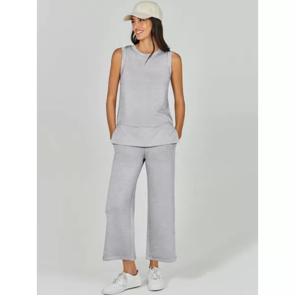 imageANRABESS Womens 2 Piece Outfits Summer Outfits Sleeveless Wide Leg Jumpsuits Casual Lounge SetsLight Grey