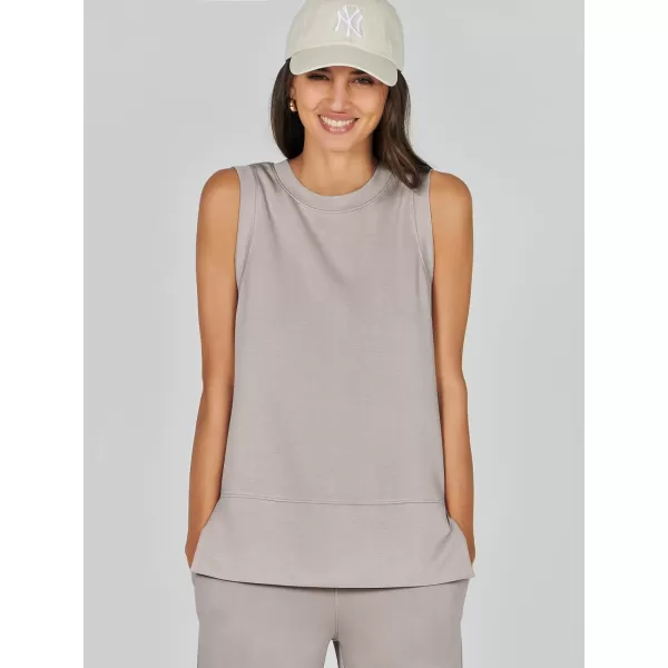 imageANRABESS Womens 2 Piece Outfits Summer Outfits Sleeveless Wide Leg Jumpsuits Casual Lounge SetsLight Khaki