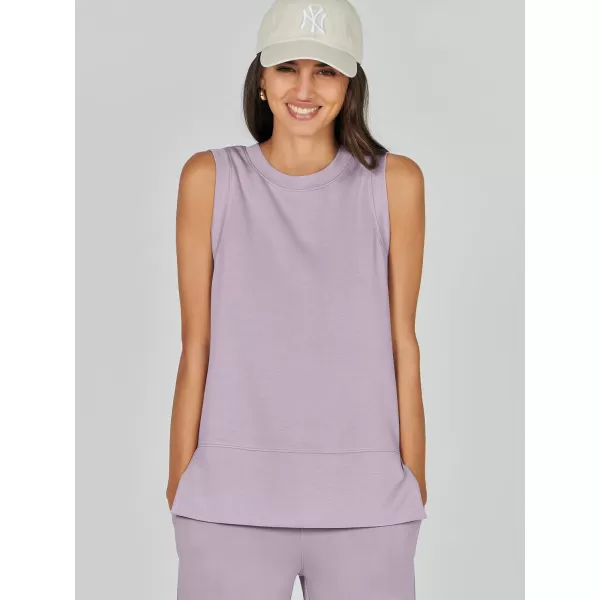 imageANRABESS Womens 2 Piece Outfits Summer Outfits Sleeveless Wide Leg Jumpsuits Casual Lounge SetsLight Purple