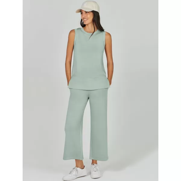 imageANRABESS Womens 2 Piece Outfits Summer Outfits Sleeveless Wide Leg Jumpsuits Casual Lounge SetsMint