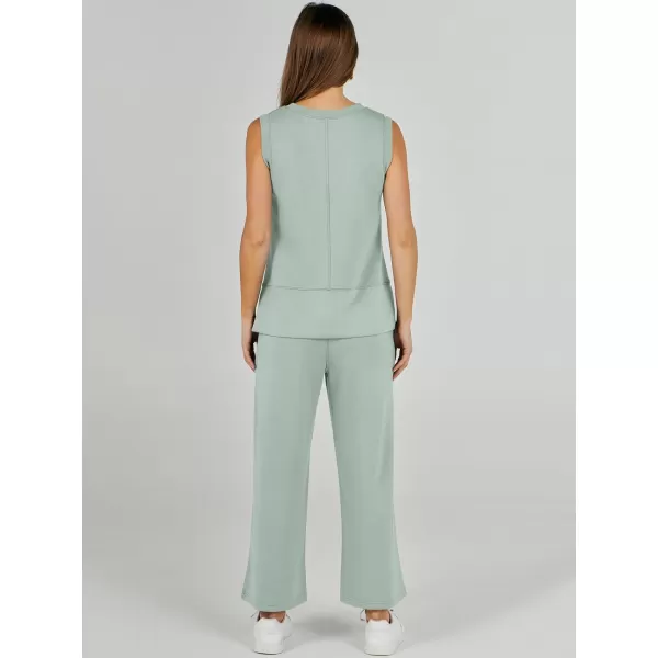 imageANRABESS Womens 2 Piece Outfits Summer Outfits Sleeveless Wide Leg Jumpsuits Casual Lounge SetsMint