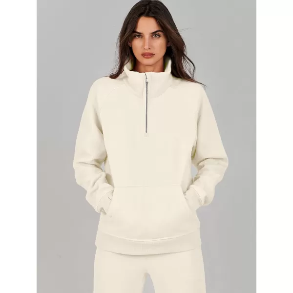 imageANRABESS Womens 2 Piece Outfits Sweatsuit Set Quarter Zip Long Sleeve Sweatshirt Jogger Sweatpants Tracksuit Lounge SetApricot