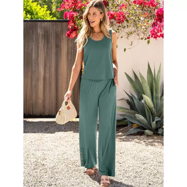 imageANRABESS Womens 2 Piece Sets Summer Casual Sleeveless Tank Crop Top Smocked High Waist Wide Leg Pants Jumpsuits OutfitsGreen