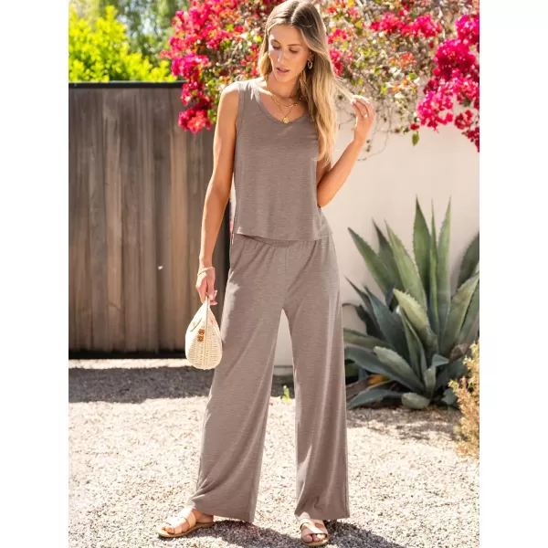 imageANRABESS Womens 2 Piece Sets Summer Casual Sleeveless Tank Crop Top Smocked High Waist Wide Leg Pants Jumpsuits OutfitsLight Brown