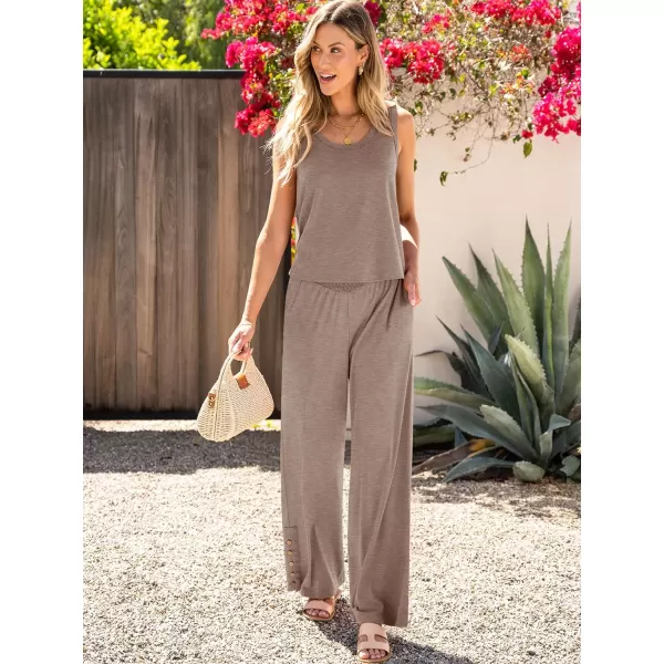 imageANRABESS Womens 2 Piece Sets Summer Casual Sleeveless Tank Crop Top Smocked High Waist Wide Leg Pants Jumpsuits OutfitsLight Brown