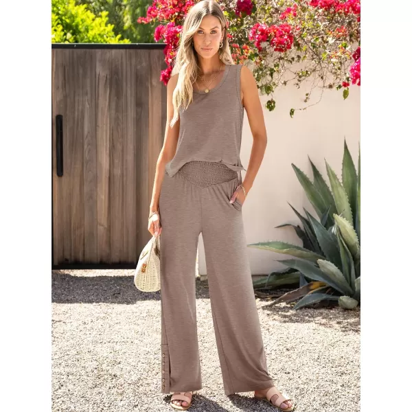 imageANRABESS Womens 2 Piece Sets Summer Casual Sleeveless Tank Crop Top Smocked High Waist Wide Leg Pants Jumpsuits OutfitsLight Brown