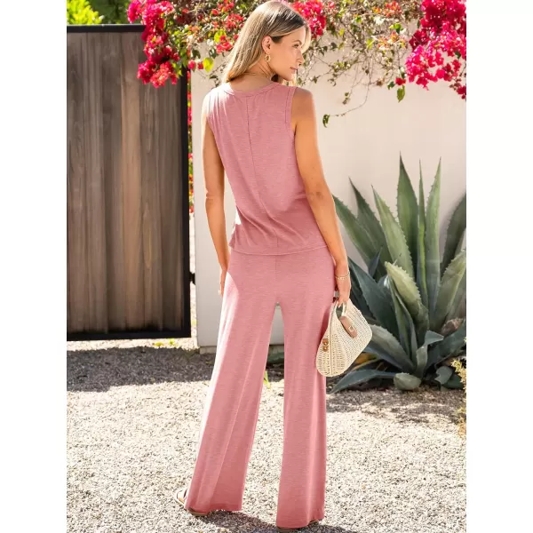 imageANRABESS Womens 2 Piece Sets Summer Casual Sleeveless Tank Crop Top Smocked High Waist Wide Leg Pants Jumpsuits OutfitsPink