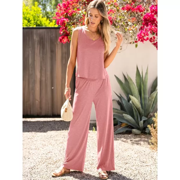 imageANRABESS Womens 2 Piece Sets Summer Casual Sleeveless Tank Crop Top Smocked High Waist Wide Leg Pants Jumpsuits OutfitsPink
