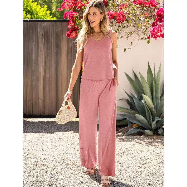 imageANRABESS Womens 2 Piece Sets Summer Casual Sleeveless Tank Crop Top Smocked High Waist Wide Leg Pants Jumpsuits OutfitsPink