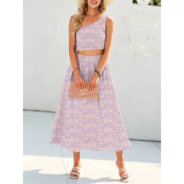 imageANRABESS Womens 2 Pieces Outfits One Shoulder Smocked Crop Top amp High Waist Long Skirt Dress Set with PocketsFloral Camo