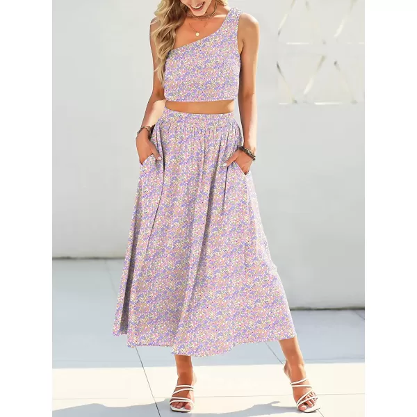 imageANRABESS Womens 2 Pieces Outfits One Shoulder Smocked Crop Top amp High Waist Long Skirt Dress Set with PocketsFloral Camo