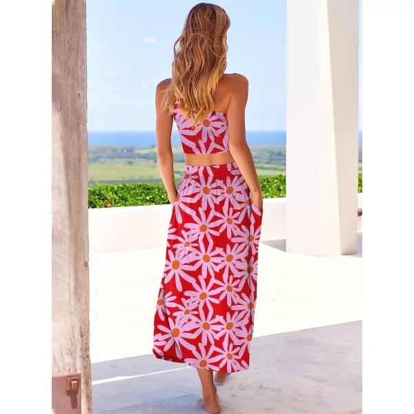imageANRABESS Womens 2 Pieces Outfits One Shoulder Smocked Crop Top amp High Waist Long Skirt Dress Set with PocketsFloral Red