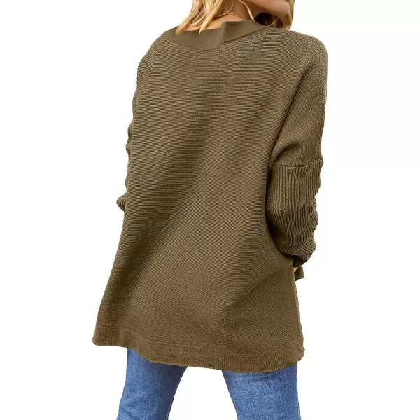 imageANRABESS Womens 2023 Casual Oversized Long Batwing Sleeve Crewneck Spilt High Low Hem Knit Tunic Pullover Sweater TopsCamel