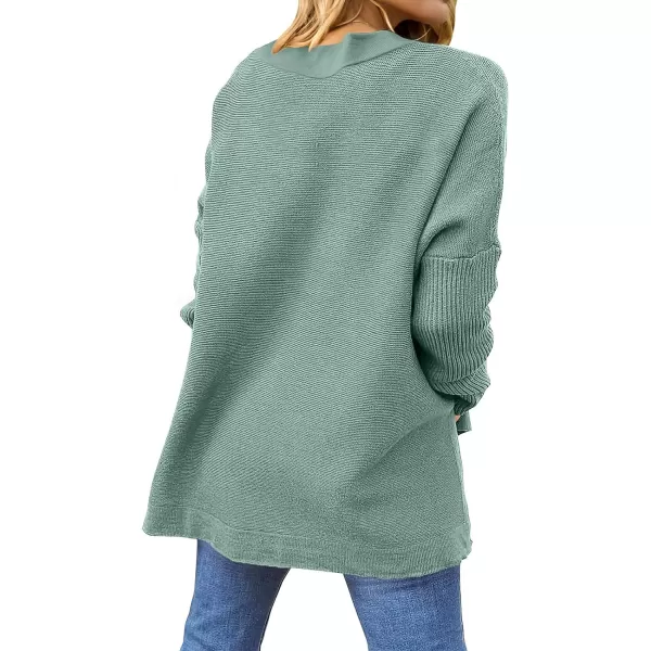 imageANRABESS Womens 2023 Casual Oversized Long Batwing Sleeve Crewneck Spilt High Low Hem Knit Tunic Pullover Sweater TopsGray Green