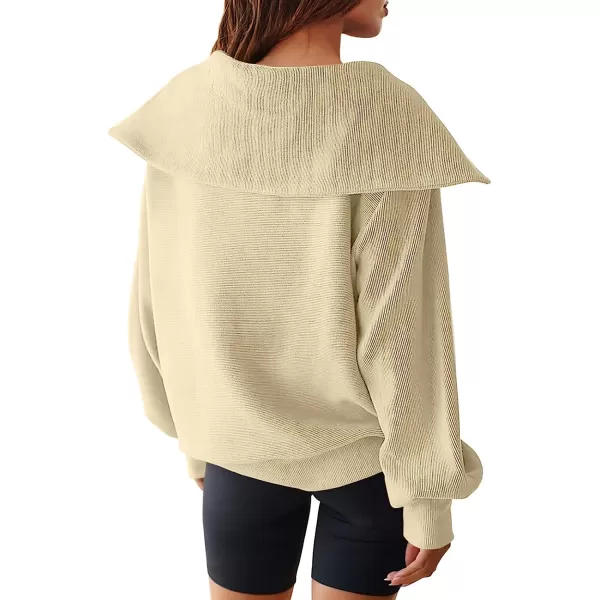 imageANRABESS Womens 2023 Fall Fashion Oversized Quarter Zip Pullover Sweatshirts Hoodie for Teen Girls Trendy Y2K ClothesApricot
