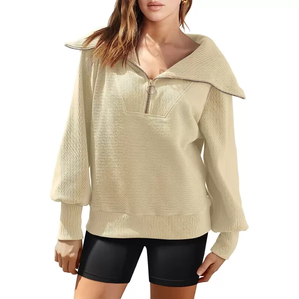 imageANRABESS Womens 2023 Fall Fashion Oversized Quarter Zip Pullover Sweatshirts Hoodie for Teen Girls Trendy Y2K ClothesApricot