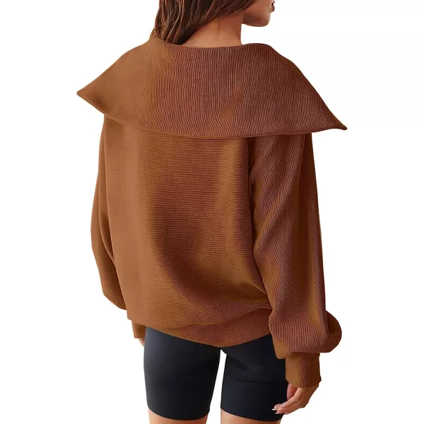 imageANRABESS Womens 2023 Fall Fashion Oversized Quarter Zip Pullover Sweatshirts Hoodie for Teen Girls Trendy Y2K ClothesAuburn