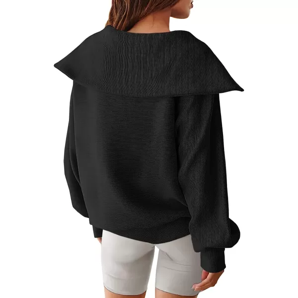 imageANRABESS Womens 2023 Fall Fashion Oversized Quarter Zip Pullover Sweatshirts Hoodie for Teen Girls Trendy Y2K ClothesBlack