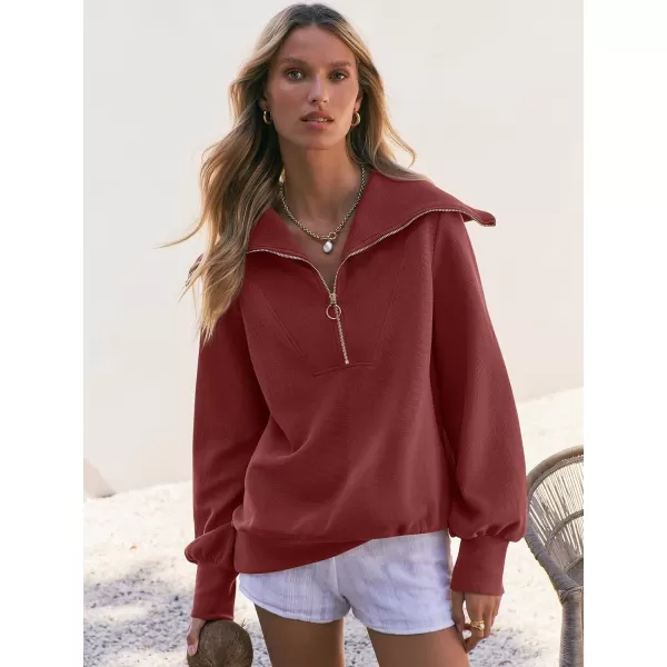 imageANRABESS Womens 2023 Fall Fashion Oversized Quarter Zip Pullover Sweatshirts Hoodie for Teen Girls Trendy Y2K ClothesBurgundy