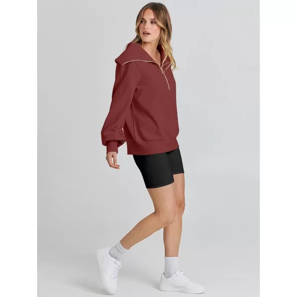 imageANRABESS Womens 2023 Fall Fashion Oversized Quarter Zip Pullover Sweatshirts Hoodie for Teen Girls Trendy Y2K ClothesBurgundy