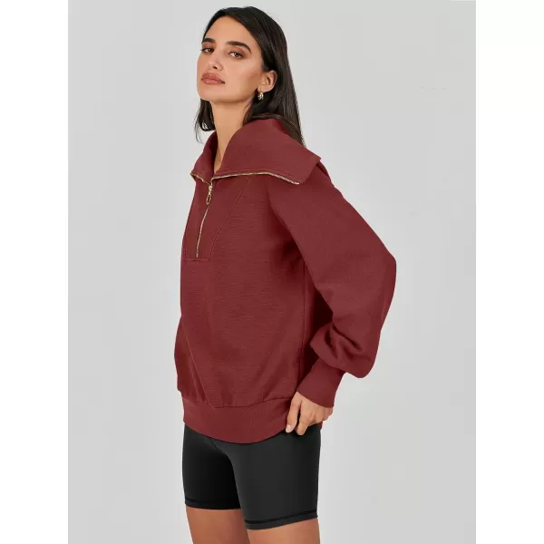 imageANRABESS Womens 2023 Fall Fashion Oversized Quarter Zip Pullover Sweatshirts Hoodie for Teen Girls Trendy Y2K ClothesBurgundy