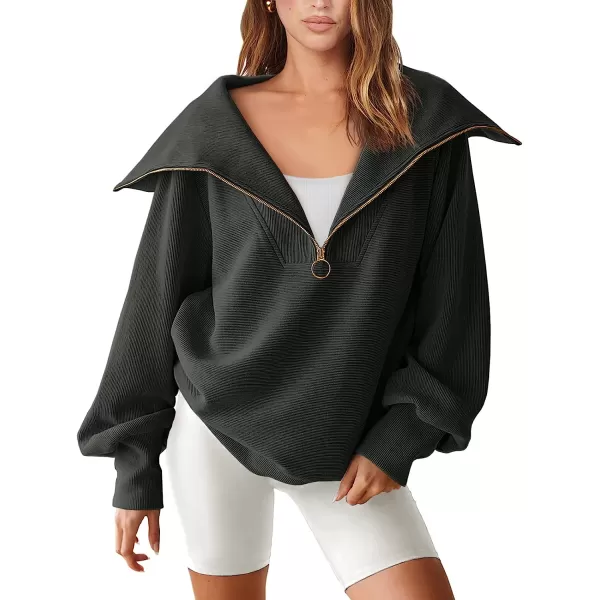 imageANRABESS Womens 2023 Fall Fashion Oversized Quarter Zip Pullover Sweatshirts Hoodie for Teen Girls Trendy Y2K ClothesDark Grey