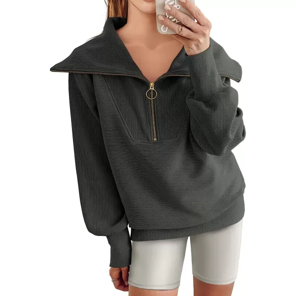 imageANRABESS Womens 2023 Fall Fashion Oversized Quarter Zip Pullover Sweatshirts Hoodie for Teen Girls Trendy Y2K ClothesDark Grey
